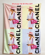 Chanel Inspired Pastel Fashion Girl Flannel Throw Blanket IMG_7349